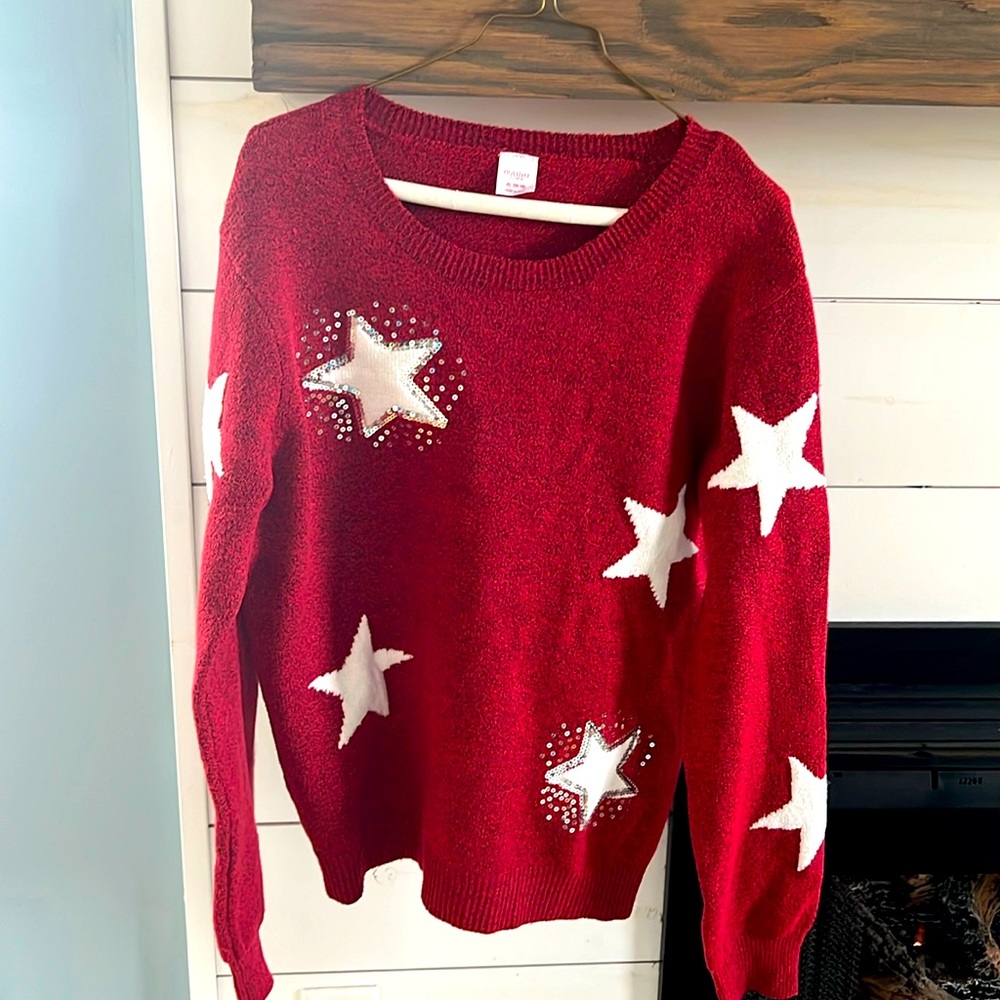 Women’s Holiday Time XL Crimson Star Sweater